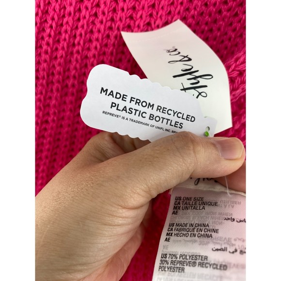 Style & Co NWT Solid Ribbed Muffler Extra Long Recycled Wrap Scarf Hot Pink New - Picture 6 of 10